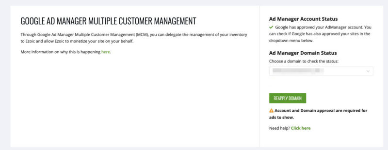 Ezoic Google Ad Manager Multiple Customer Management