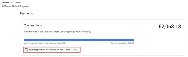 Ezoic Adsense Mediation Payout Evidence