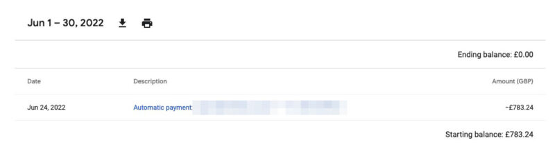 Adsense payout June 2022 evidence