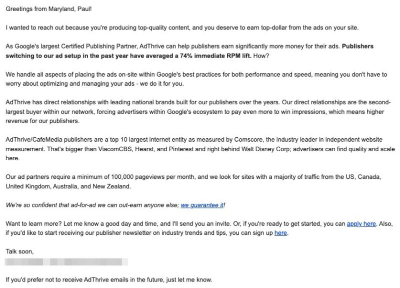 adthrive outreach email